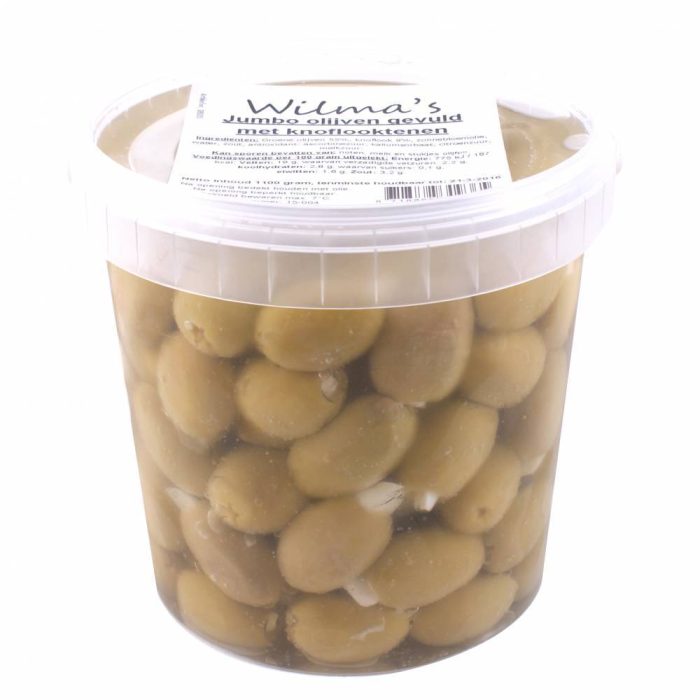 Groene knoflook olijven