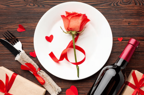 Valentine sharing dinner