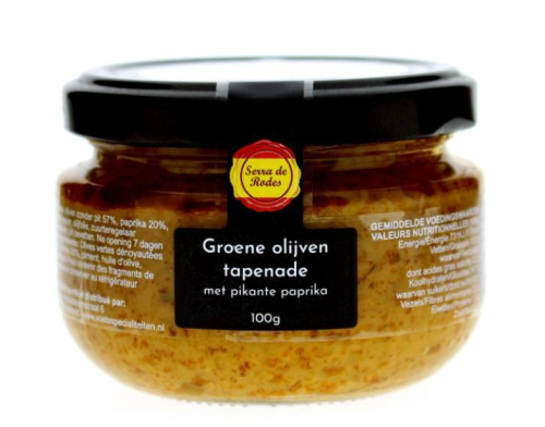 Groene olijven tapenade met pikante paprika