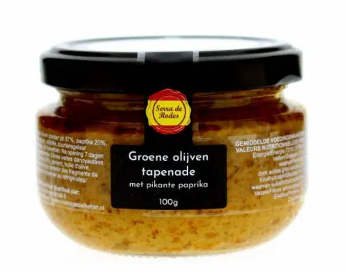 Groene olijven tapenade met pikante paprika