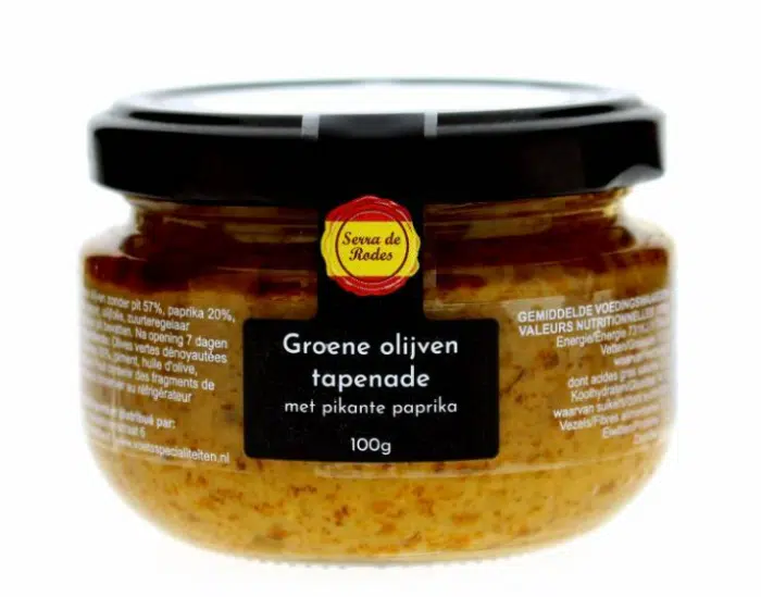 Groene olijven tapenade met pikante paprika