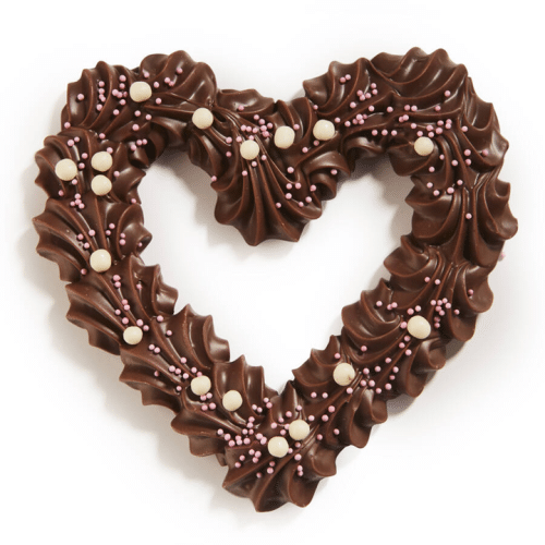 Chocoladehart gedecoreerd in doos