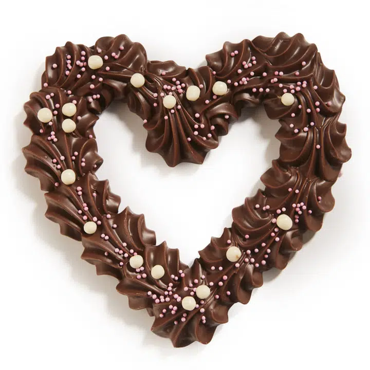 Chocoladehart gedecoreerd in doos